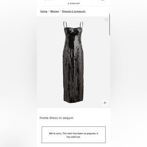 J.Crew Collection Invite Dress in Black Sequin + Slit, Item BN165 Size 4 NWT